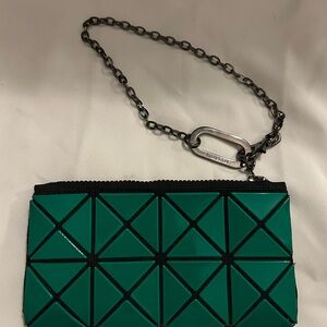 Issey Miyake Green Geometric Clutch